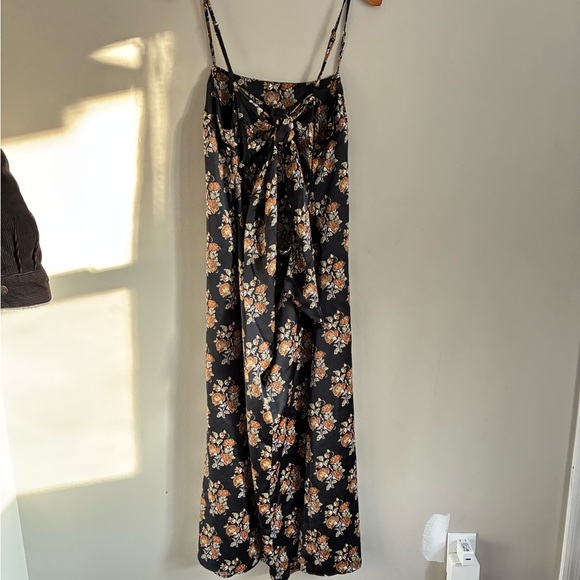 House of Harlow 1960 Black Silk Floral Dress Tie Back Women’s Large Elevated NWT - Picture 2 of 7